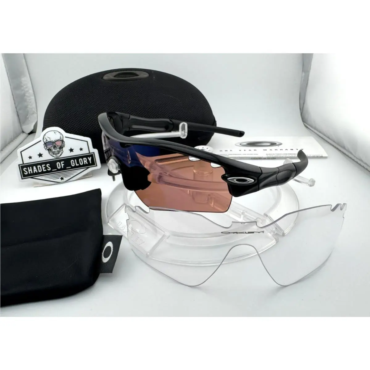 Radar Path Polished Black W/ G30 Iridium + Clear Vented 2 Lens Sunglasses by Oakley