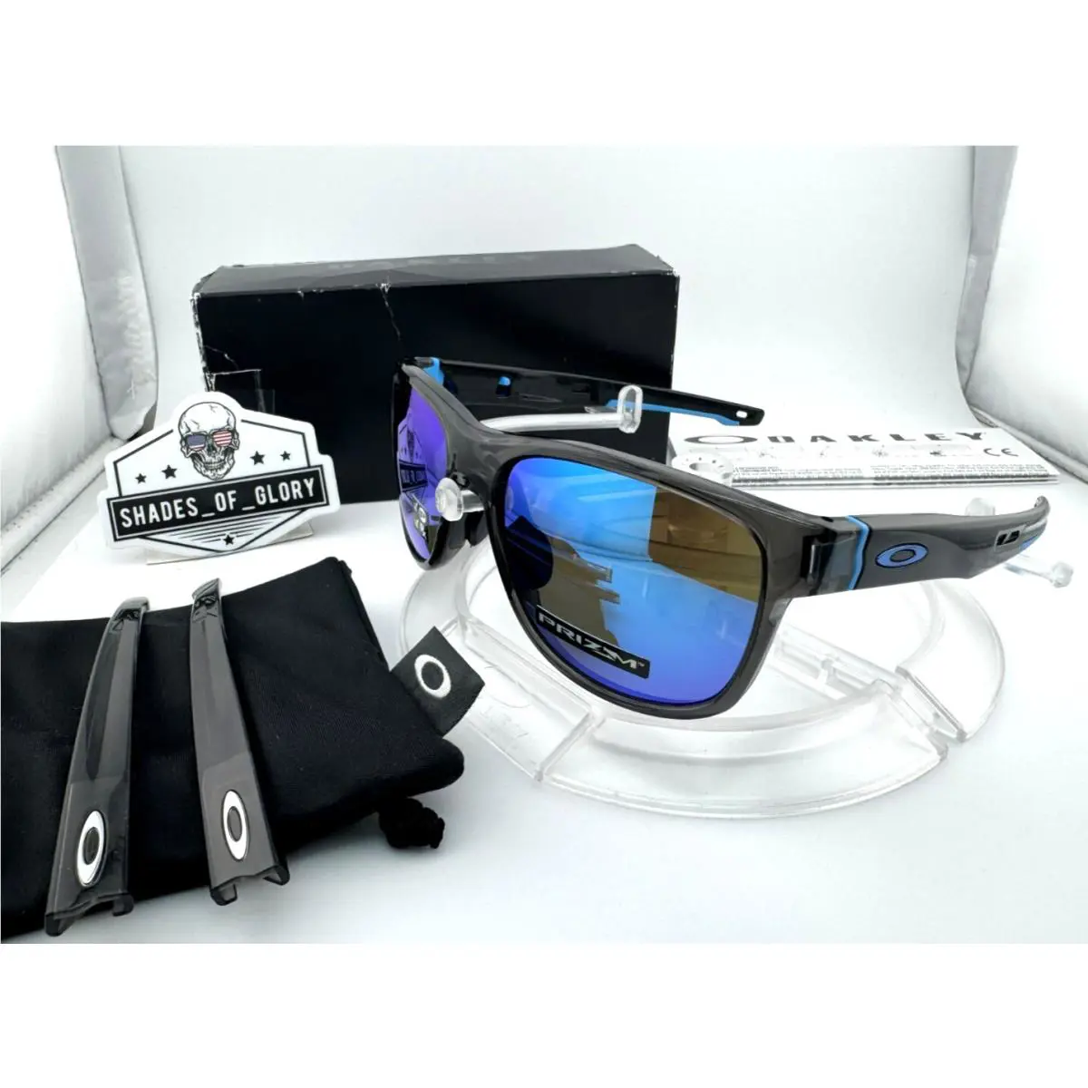 Crossrange R Low Bridge Grey Smoke Prizm Sapphire Sunglasses OO9369-04 by Oakley