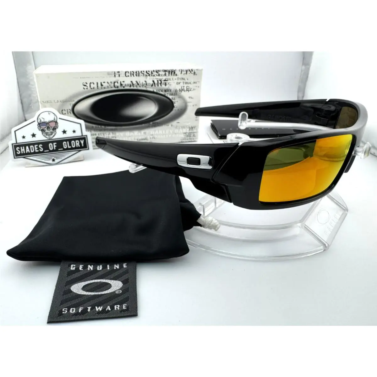 Gascan Polished Black Fire Iridium Sunglasses 12-732 Vintage Rare by Oakley