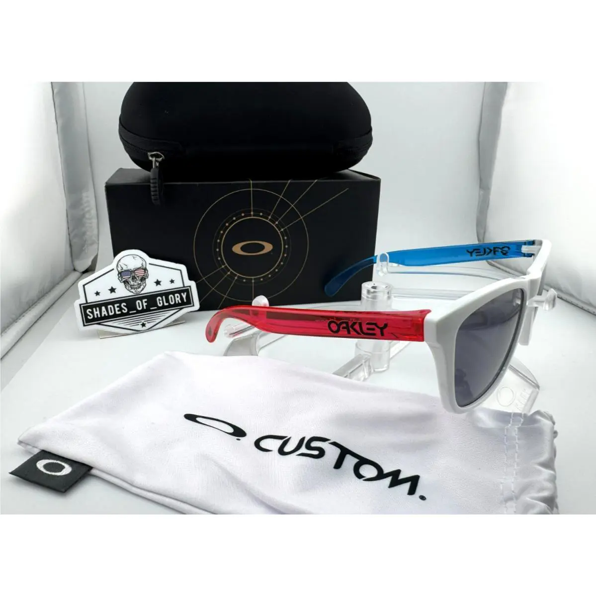 Oakley Frogskins Custom Red White Blue Sunday Acid Pink Sunglasses Grey Rare