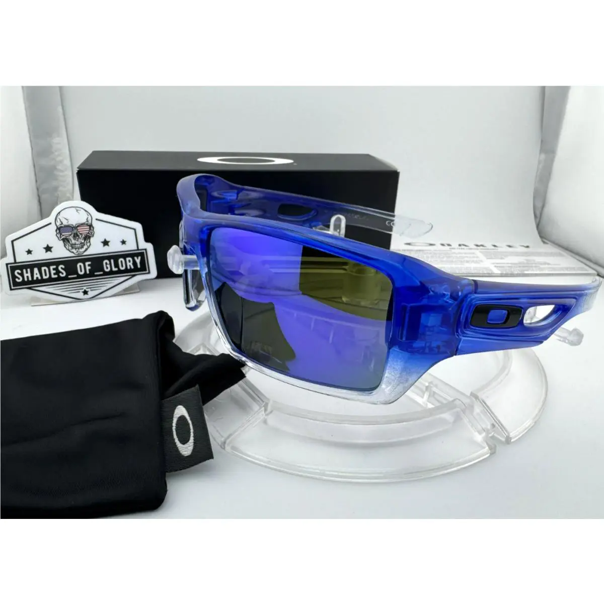 Oakley Eyepatch 2 II Blue Clear Fade Violet Iridium Sunglasses Custom