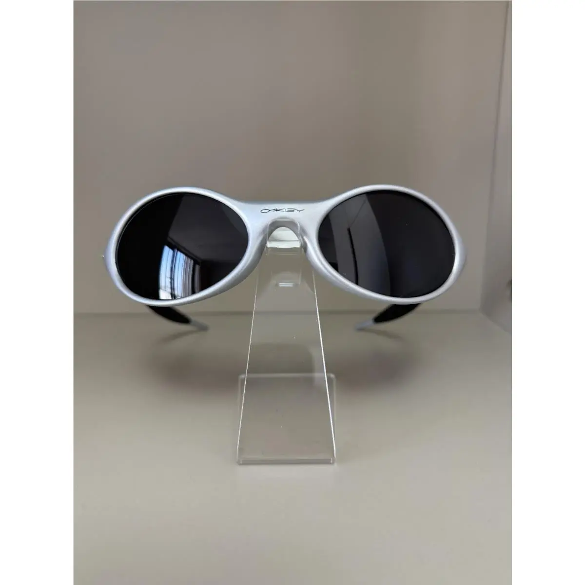 Oakley Eye Jacket Polarized Sunglasses Sliver Frame Black Lenses
