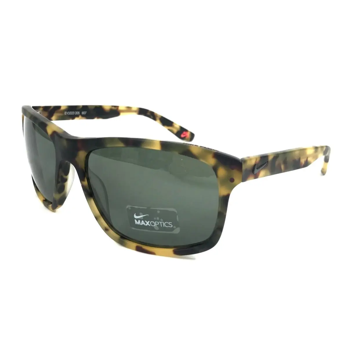 Nike Sunglasses EV1023 205 607 Matte Tortoise Square Frames with Green Lenses