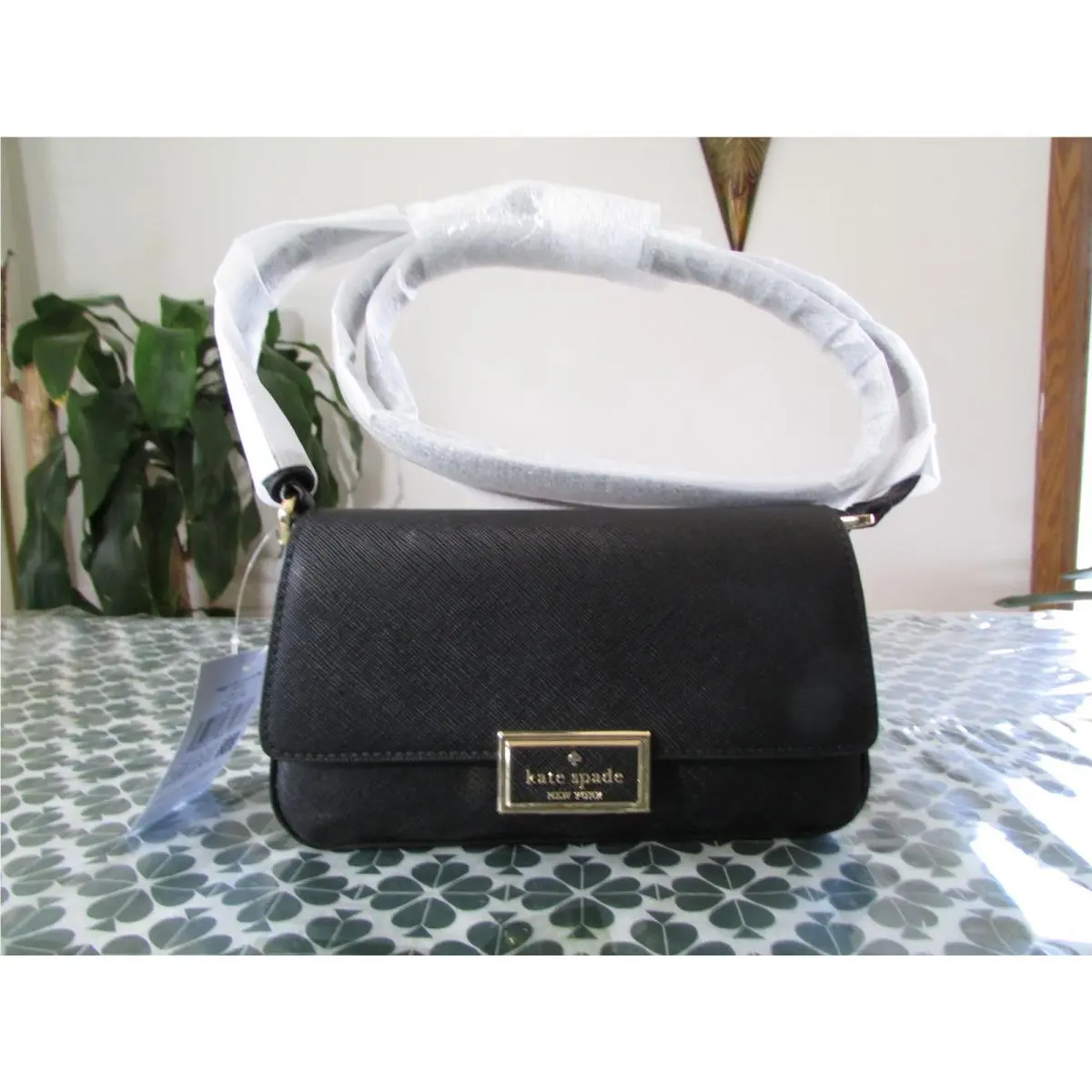 Saffiano Reegan Mini Flap Crossbody KM532 Black or Meringue Black by Kate Spade
