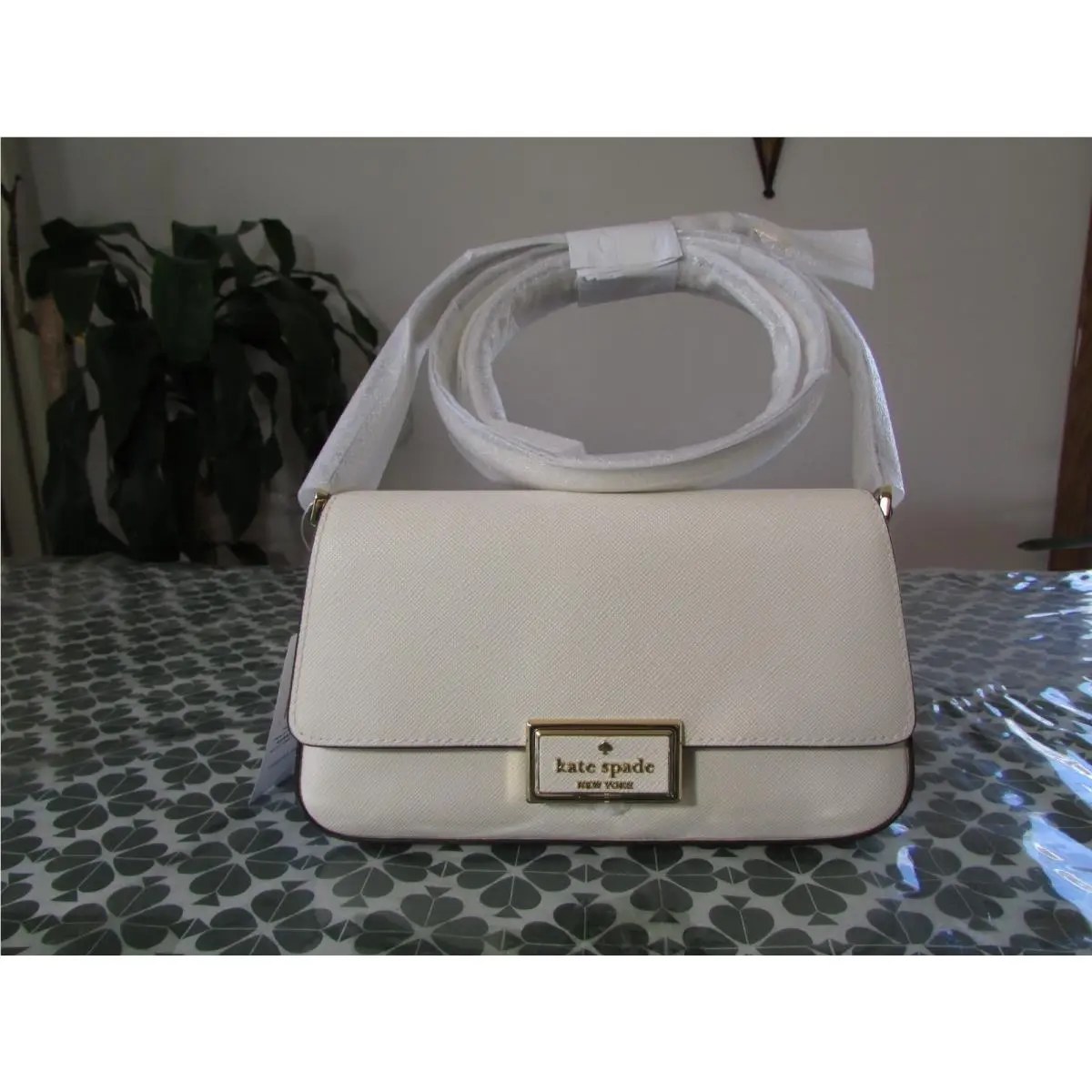Saffiano Reegan Mini Flap Crossbody KM532 Black or Meringue Meringue by Kate Spade
