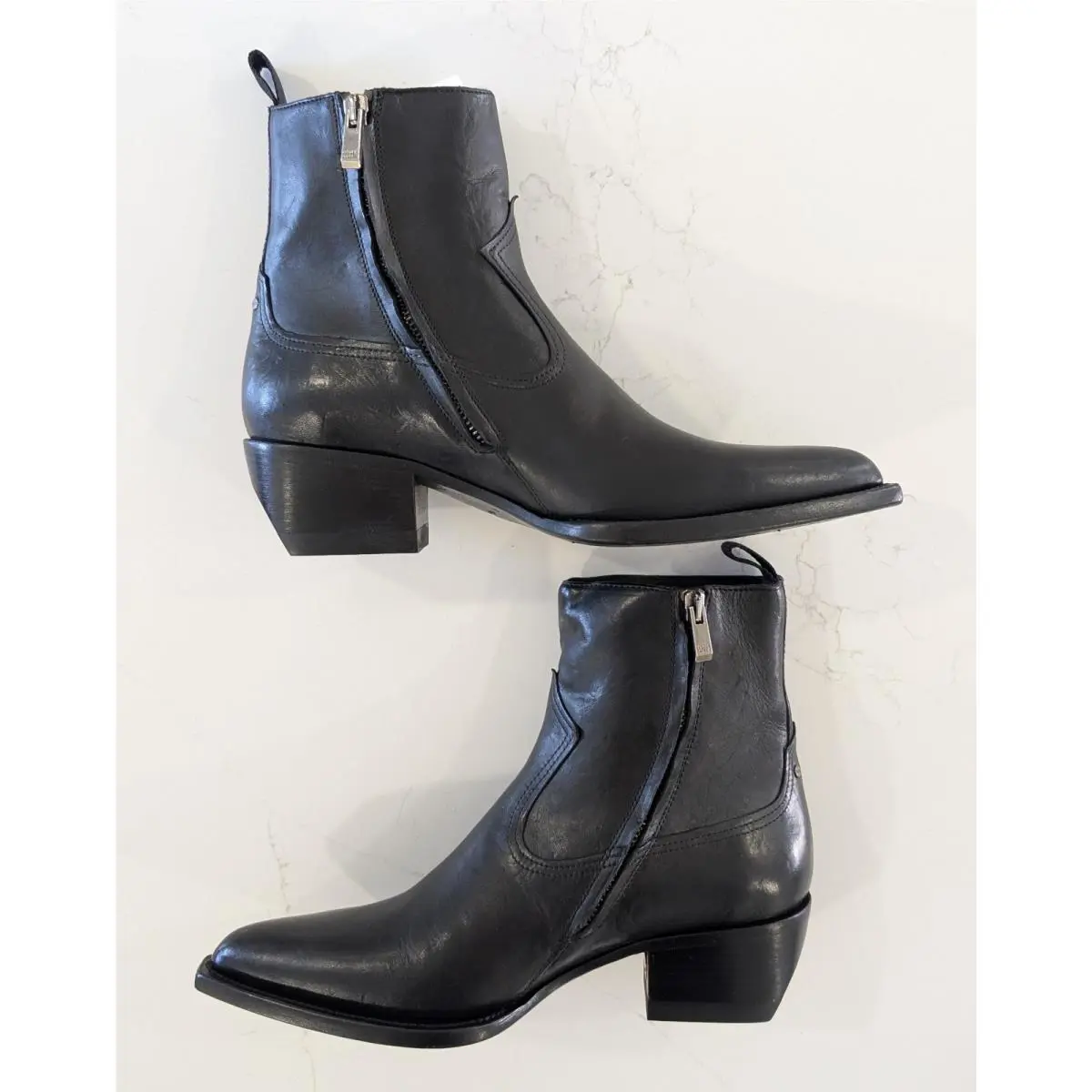 Golden Goose Debbie Black Leather Western Ankle Boots Size 40 Made In Italy