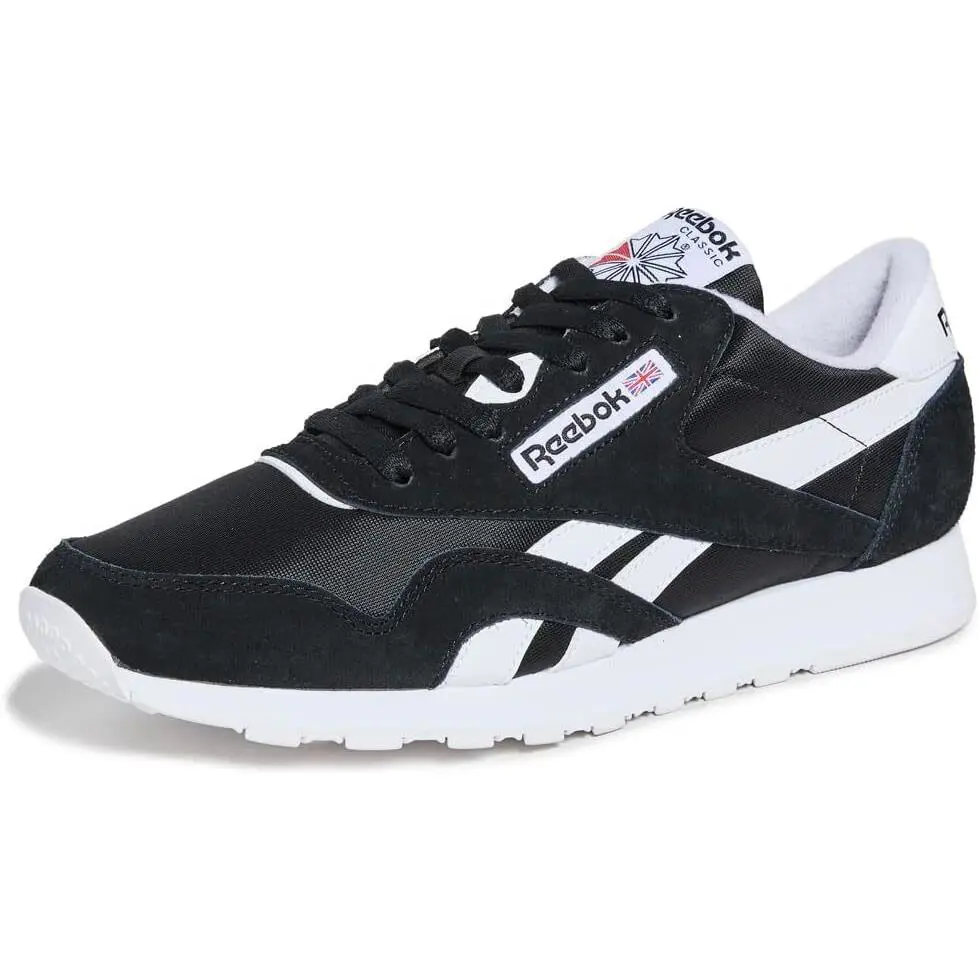 Men Reebok Classic Nylon Running Shoe Athletic GY7231 Black/white - Black/White