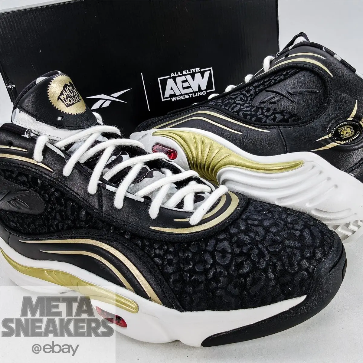Reebok US 9 Men`s Black White Gold Answer 3 Aew Wrestling Swerve 100246191