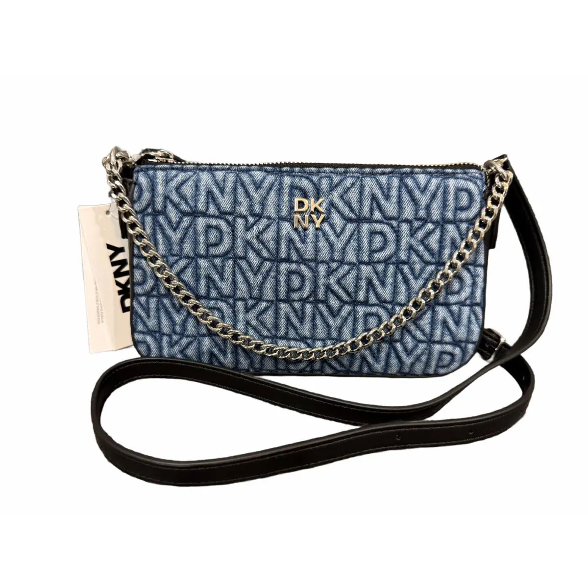Dkny Bryant Park Demi Shoulder Bag Crossbody Handbag - Handle/Strap: Black, Hardware: Silver, Exterior: Blue