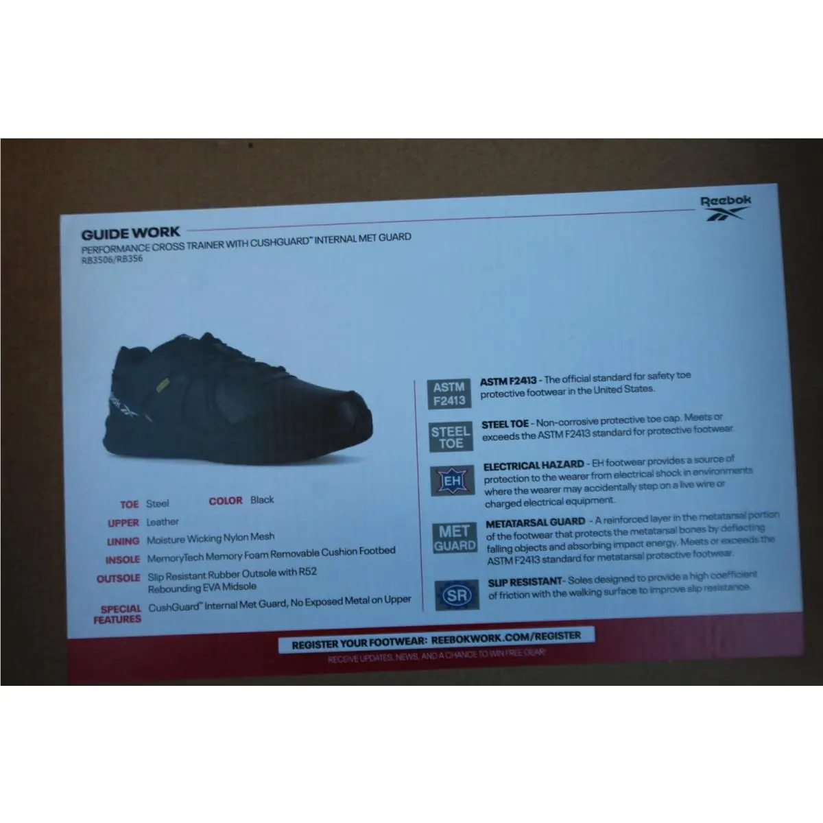 Reebok shoes - GUIDE WORK - GUIDE WORK - RB356 - Black (UPC: 690774420748) 2