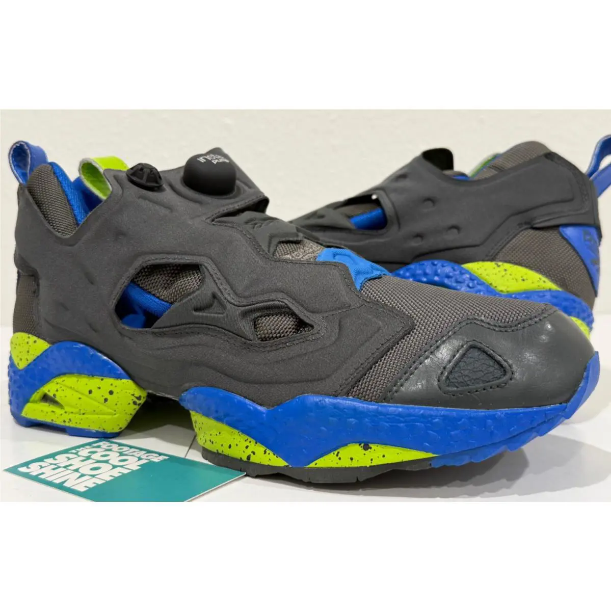 Reebok Instapump Pump Fury Gravel Grey Green Blue Neon Yellow Shaq J95964 10