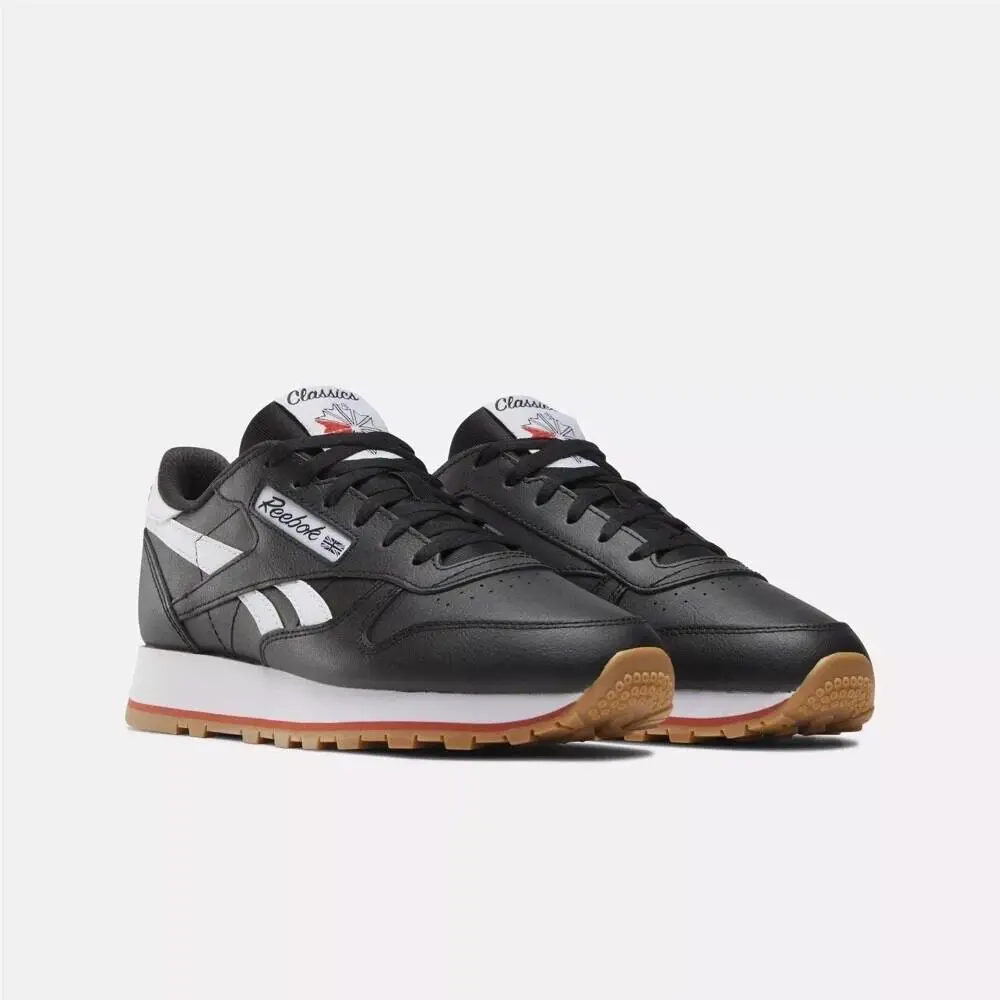 Reebok Classic Leather Tennis Shoes Women`s Size 8 Legacy Black/white/brick