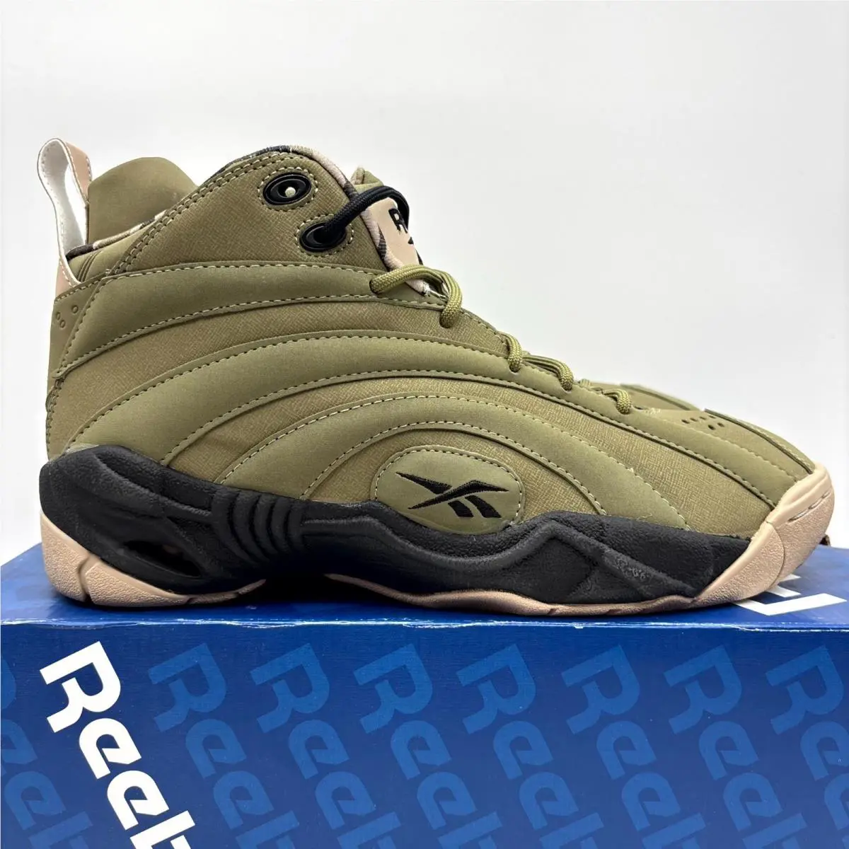 Reebok Shaqnosis Barracks Cargo Green Black Athletic Shoes Size 8.5 Men`s V61196