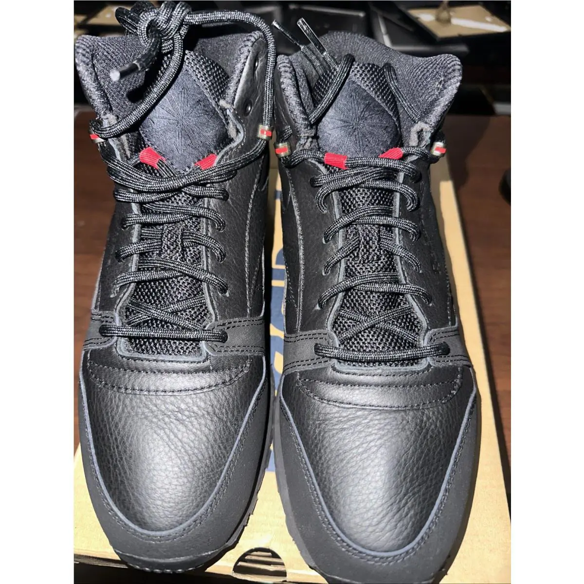 Reebok Classic Black Red Leather Mid Twd Mens Trainers Sneakers US 9 BS6363
