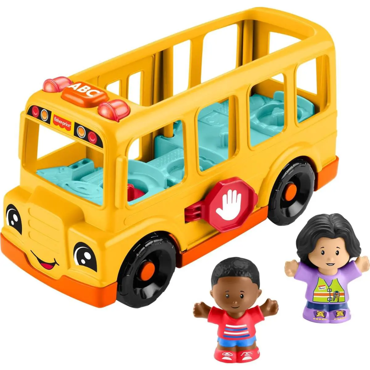 Fisher-price Little People School Bus Musical Toddler Toy Push-along + 2 Figures