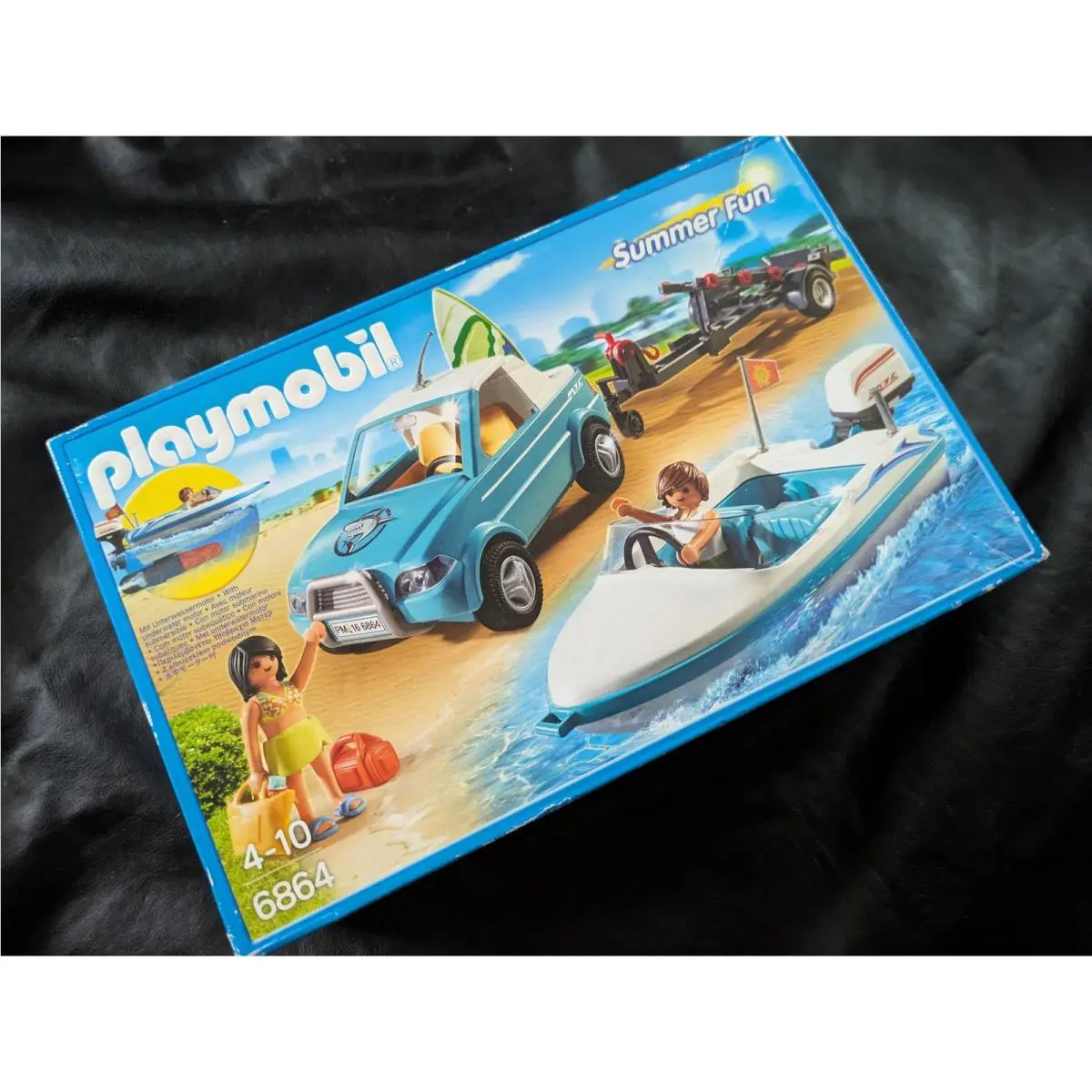 Playmobil Summer Fun Speedboat with Passenger Car Trailer Set 6864