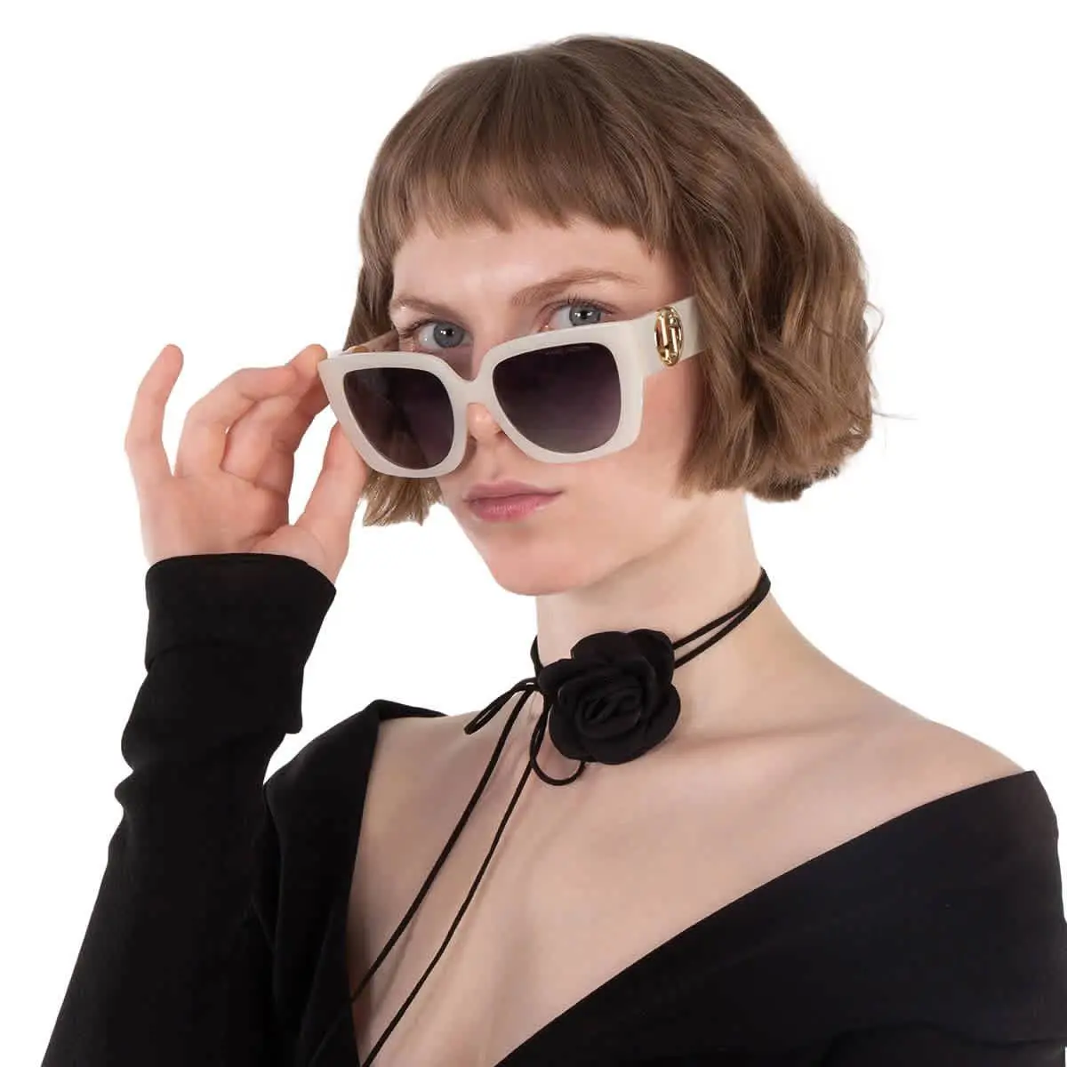 Marc Jacobs Grey Gradient Butterfly Ladies Sunglasses Marc 687/S 0SZJ/9O 54 - Beige, Frame: Beige, Lens: Grey