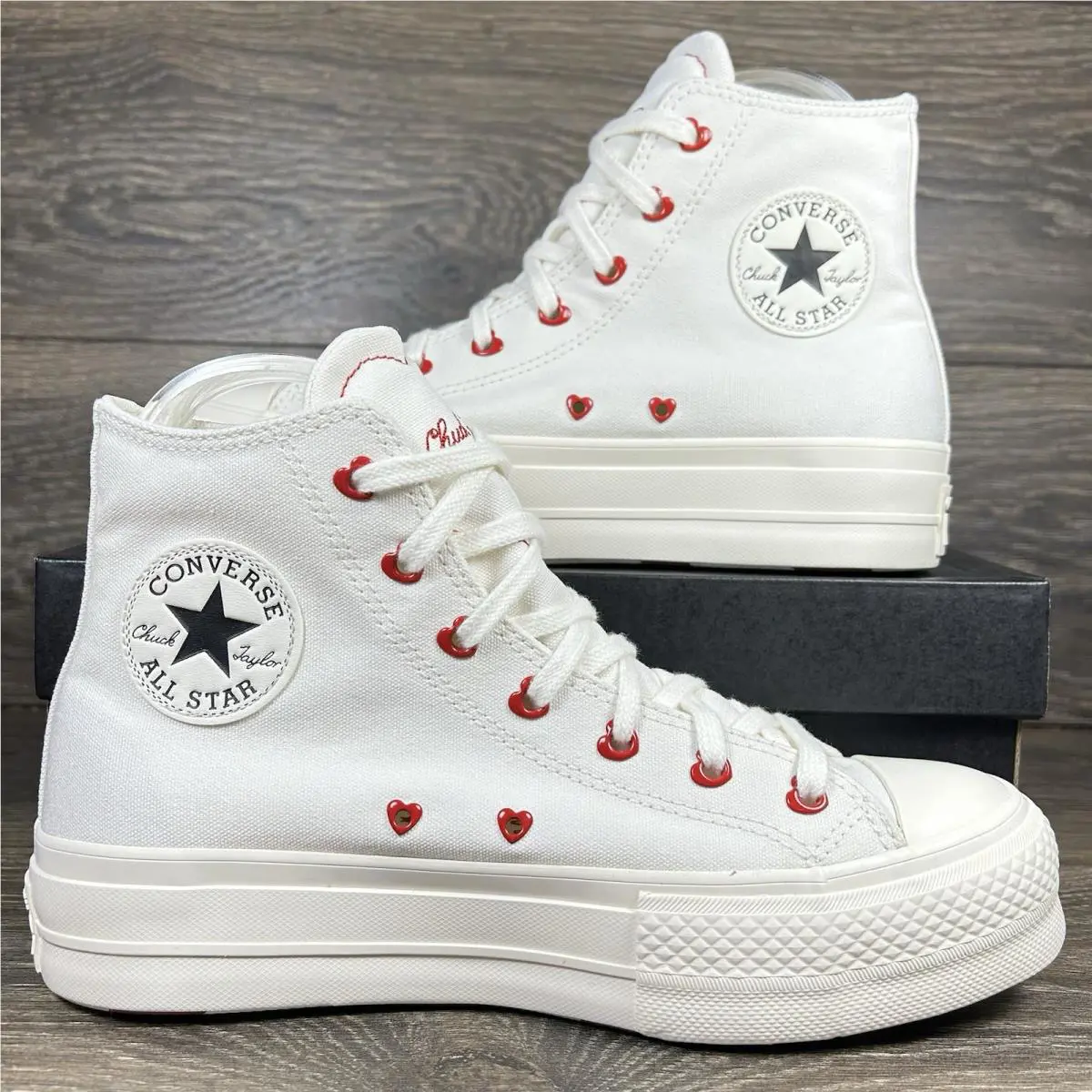 Converse Womens Chuck Taylor All Star Lift Hi Platform White Valentines Sneakers