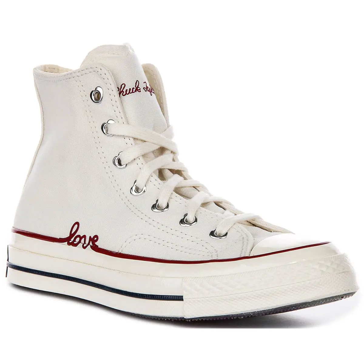 Converse Chuck 70 Hi Red Love Print Lace Up Womens Sneakers In White US 3 - 10 - White