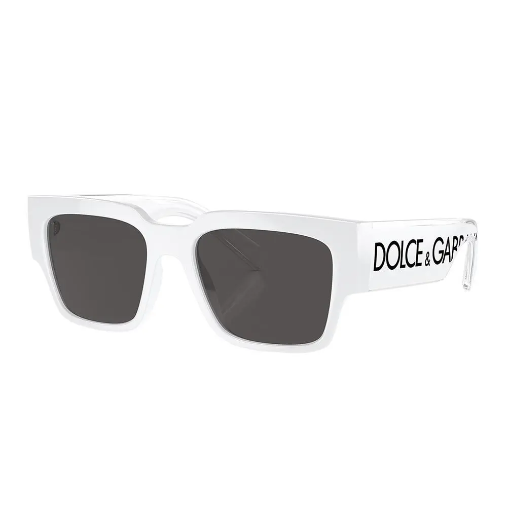 Dolce Gabbana DG 6184 331287 White Plastic Square Sunglasses Grey Lens