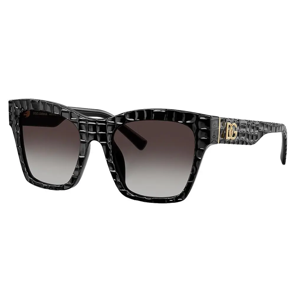 Dolce Gabbana DG 4512 32888G Black Texture Cocco Plastic Sunglasses Grey
