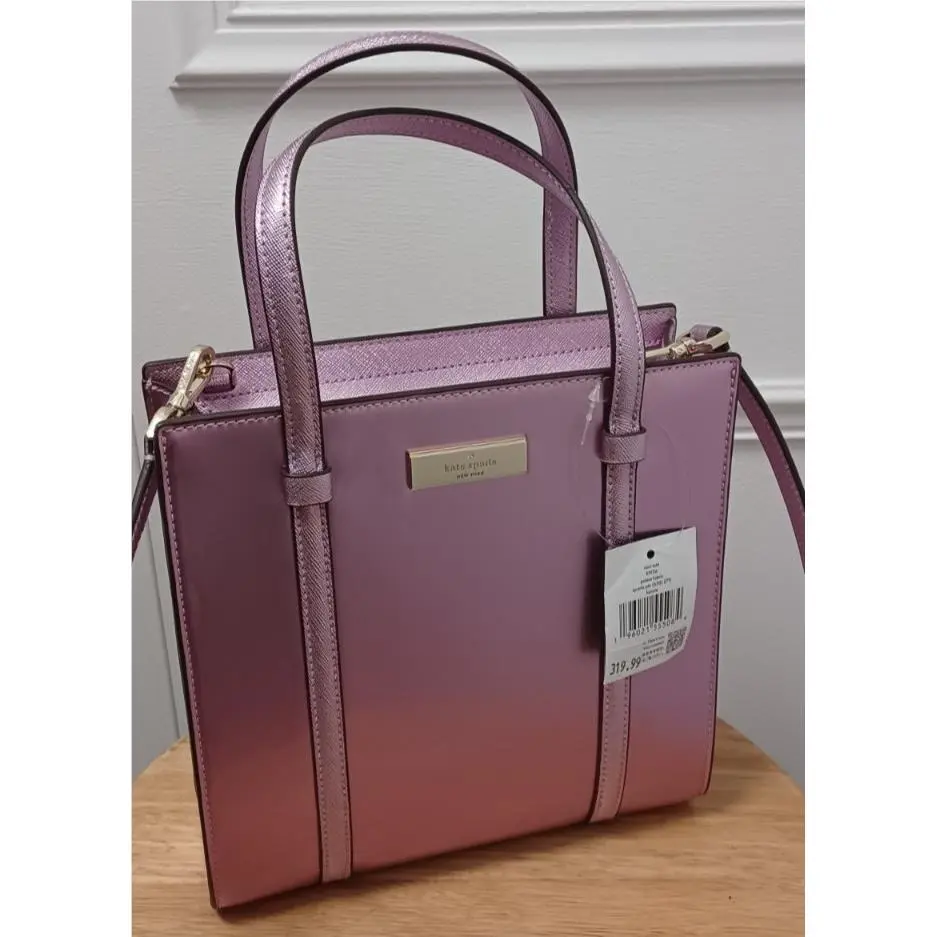 Kate Spade Patent Leather Mini Tote Bag Crossbody Purse $319_LILAC