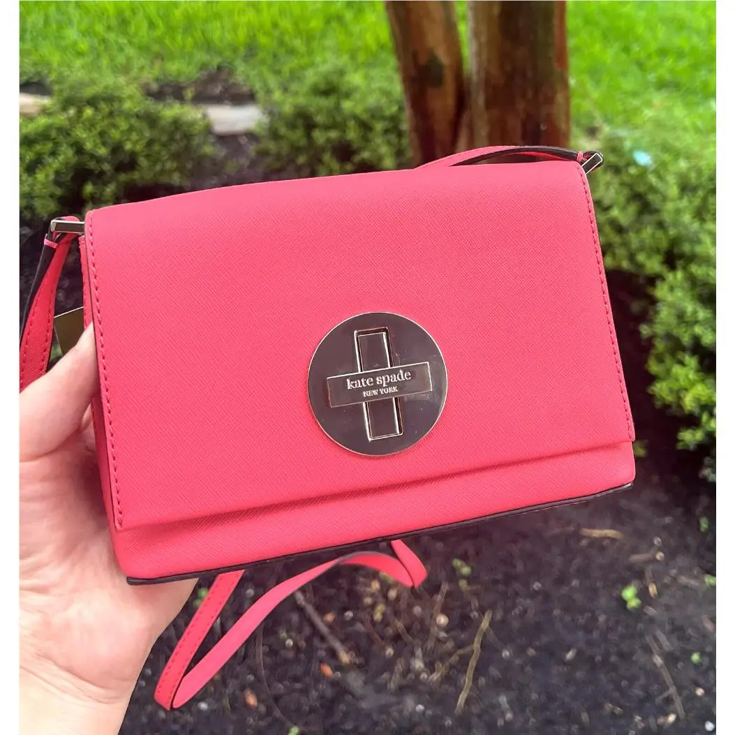 Kate Spade Sally Newbury Lane Crossbody Bag Peony Pink Saffiano Leather Turnlock