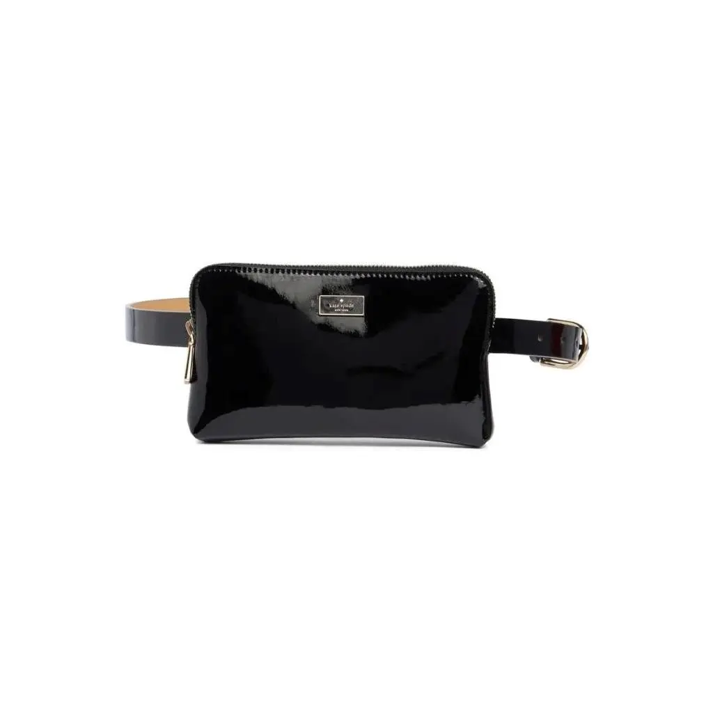 Kate Spade New York Patent Leather Zip Top Belt Bag in Black Size S/m