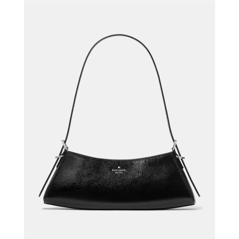 Kate Spade Frankie Textured Patent Leather Small East West Shoulder Bag In Black