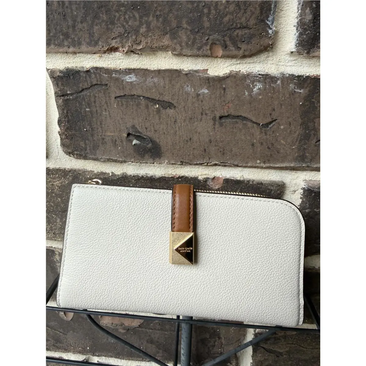 Kate Spade Deco Colorblocked Zip Slim Wallet KJ692 Milk Glass Multi