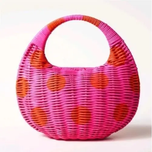 Kate Spade New York X Target Polka Dot Wicker Crescent Bag Pink Red