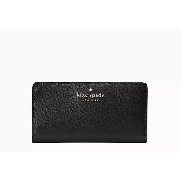 Kate Spade Women`s Staci Madison Black Saffiano Leather Large Slim Bifold Wallet