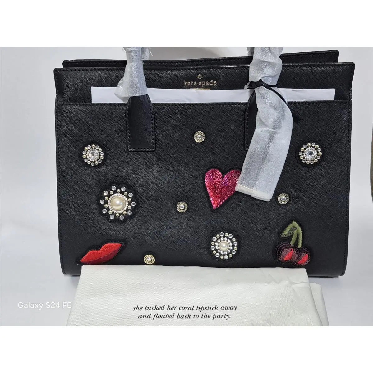 x Rodin Fields Black Candace Embellished Tote/crossbody by Kate Spade