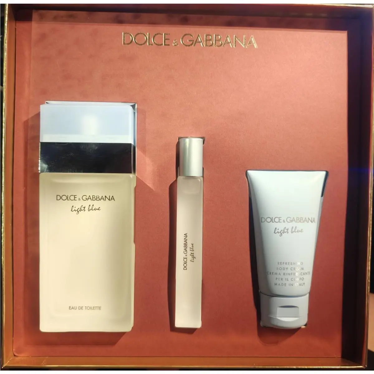 Dolce Gabbana Light Blue Set 3Pc Edt 3.3oz+EDT 0.33oz+Body Cream 1.7oz Woman