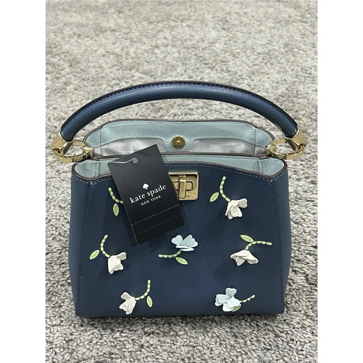 Kate Spade Phoebe Floral Applique Small Top Handle Satchel Bag Flowers Mom