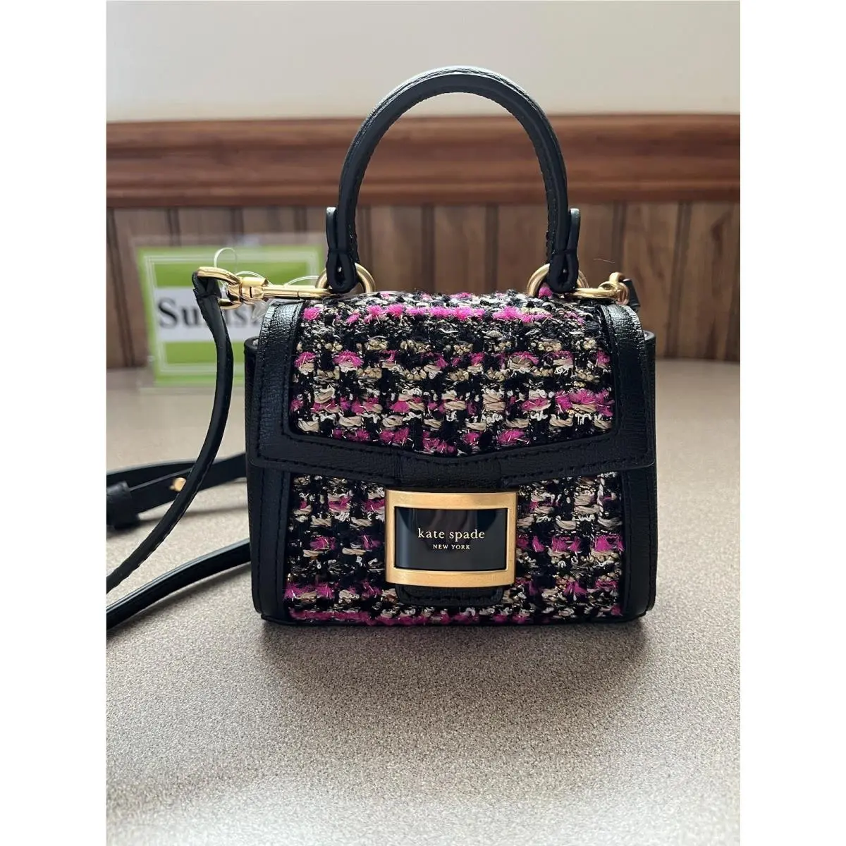 Kate Spade New York Katy Tweed Micro Crossbody Pink Style ka024