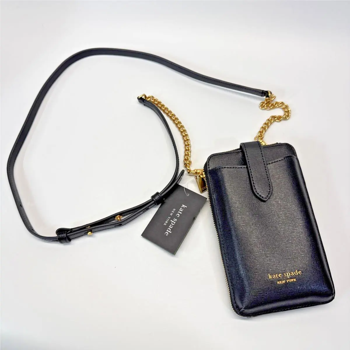 Kate Spade Crossbody Black Morgan North South Leather Phone Wallet