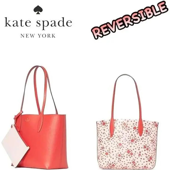 New Kate Spade Love Shack Small Reversible Tote Lobster Pouch - Red Pink Hearts