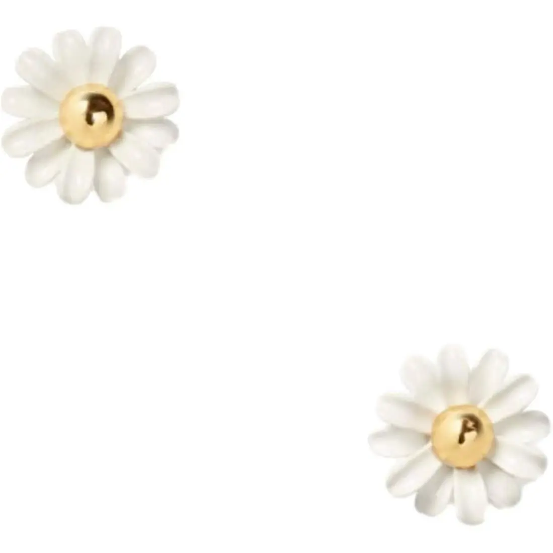 New Kate Spade Gold Tone White Daisy Flower Shape Stud Earrings + Box