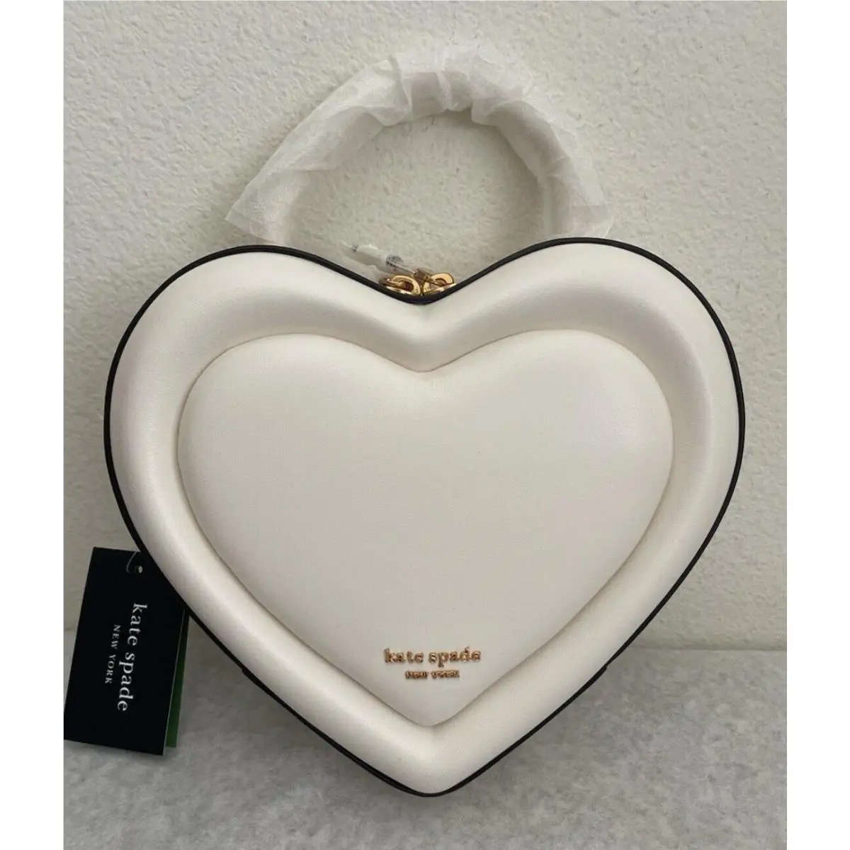 Kate Spade Potter Patter 3D Heart Leather Crossbody Bag KE229 Cream