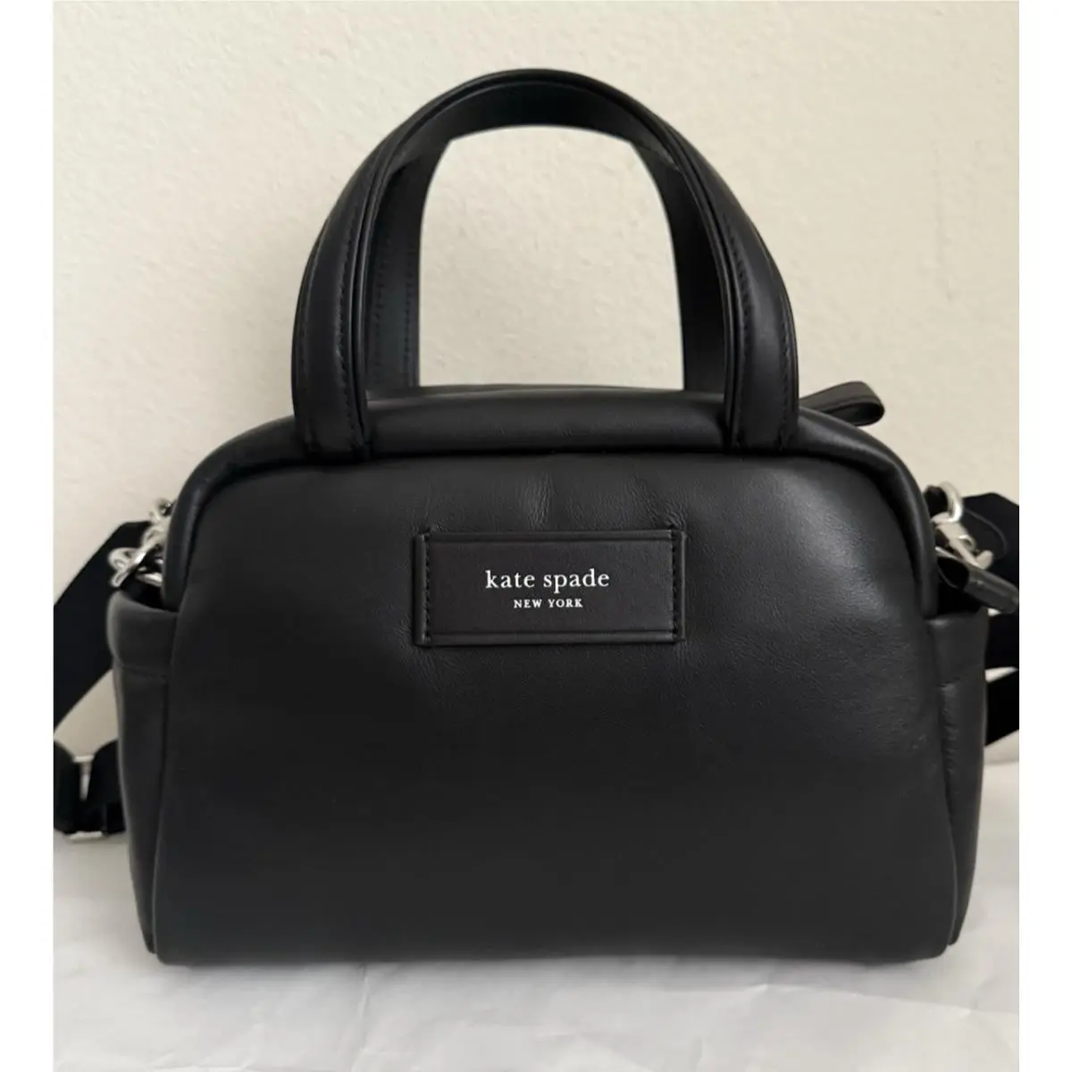 Kate Spade Puffed Smooth Leather Satchel Bag KF871 Black