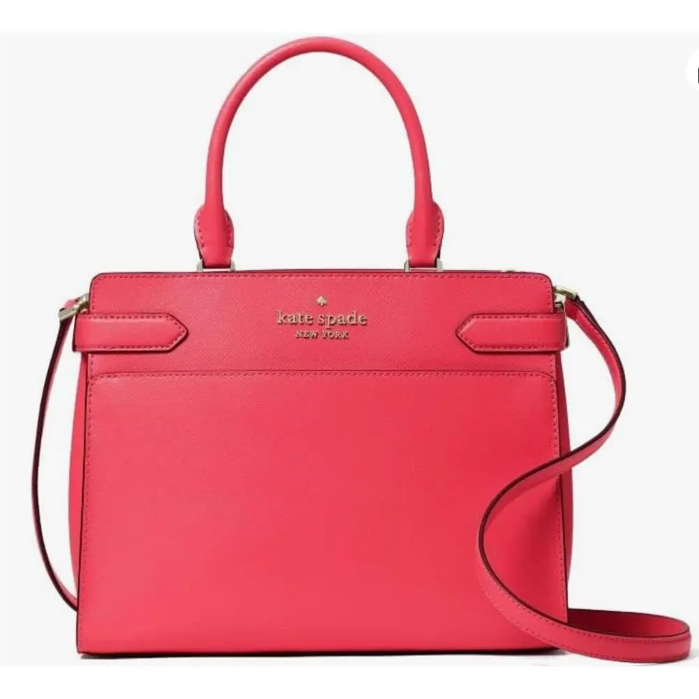 Kate Spade New York Staci Small Saffiano Leather Satchel Bag Watermelon