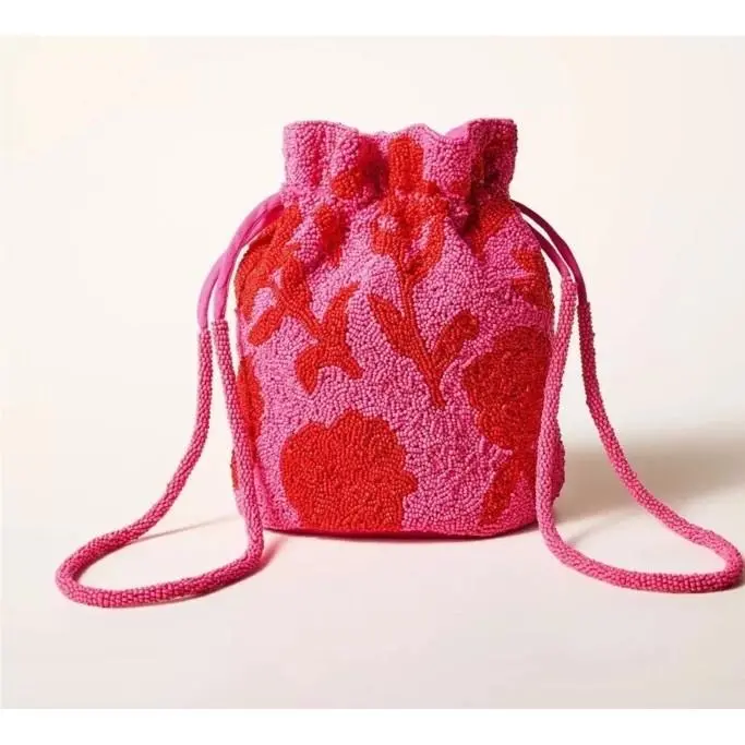 Kate Spade x Target Beaded Classic Rose Bucket Bag -pink/red