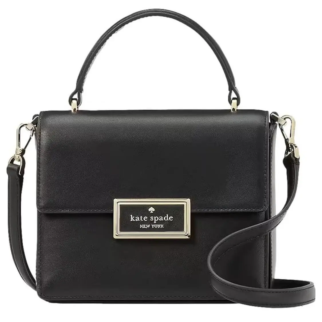 Kate Spade New York Reegan Small Leather Top Handle Crossbody Bag Black Read