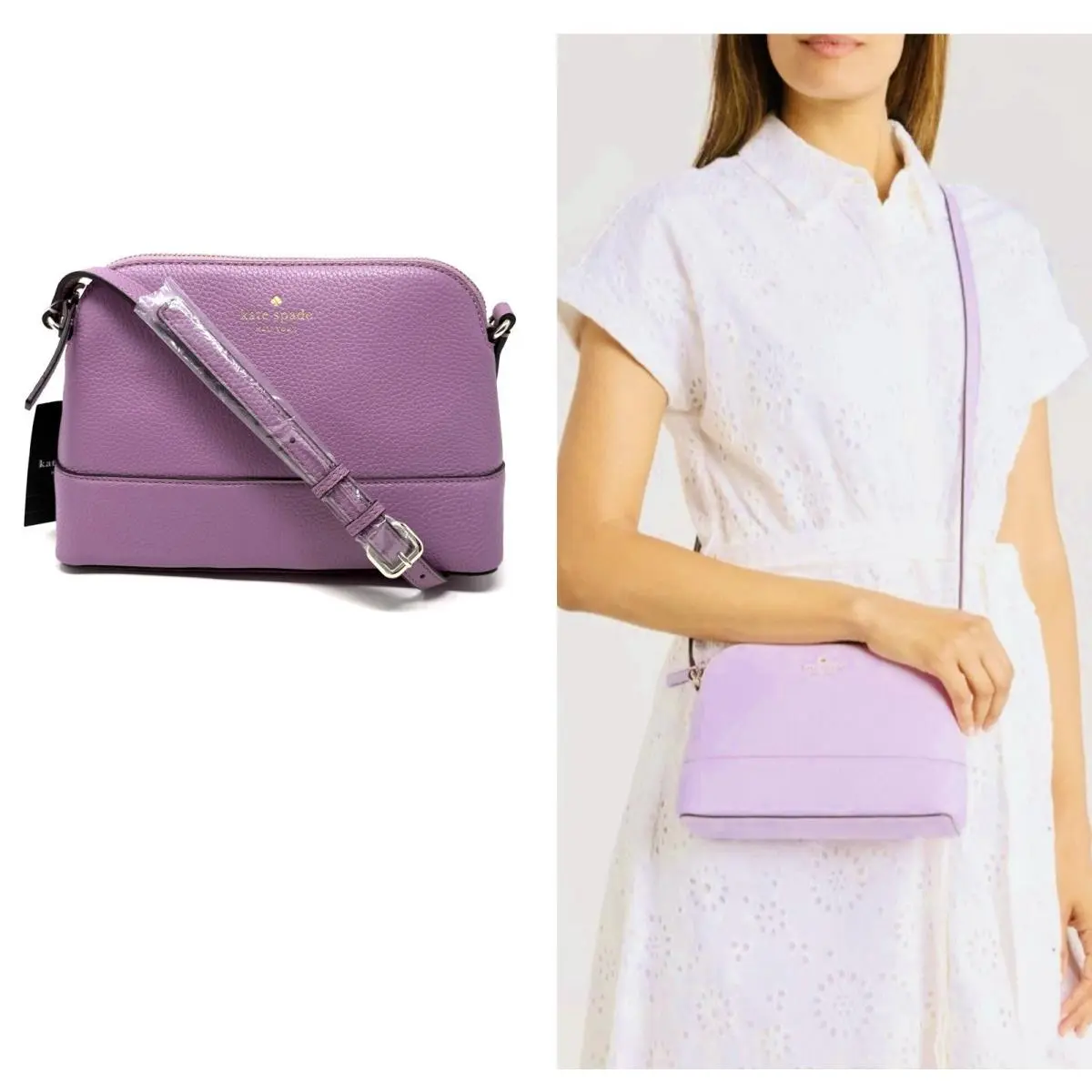 Kate Spade Southport Avenue Hanna Crossbody Purple Lilac Leather Bag .msrp