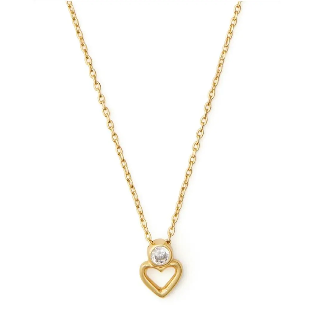 Kate Spade Gold Tone Heart CZ Pendant 19” Necklace JM6