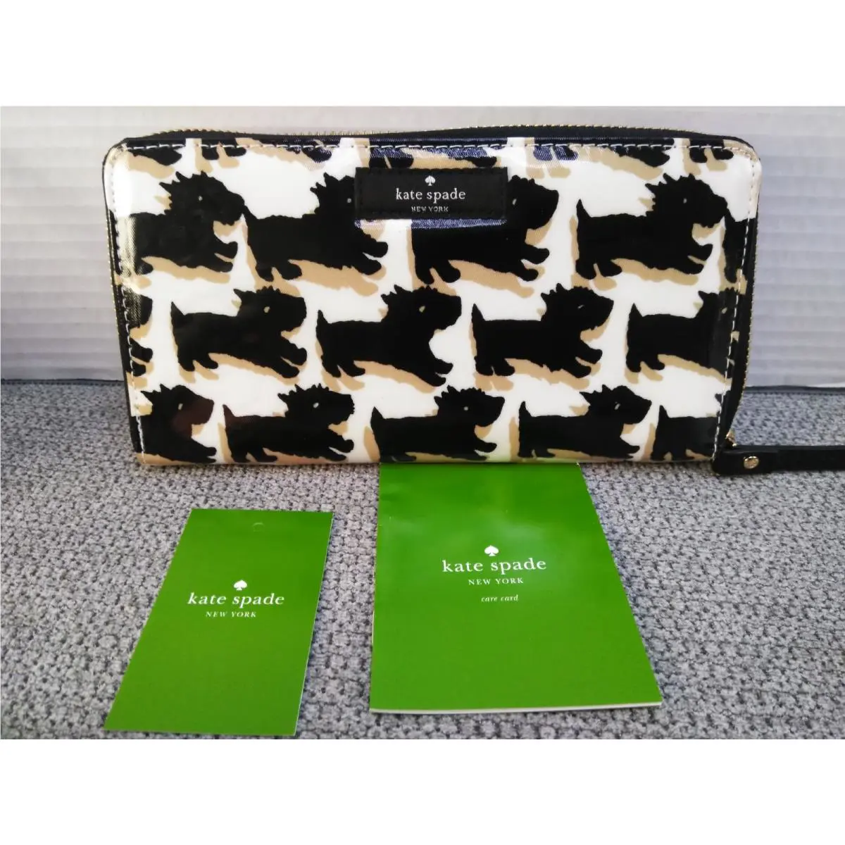 New Kate Spade Wallet Daycation Neda Full Zip Around Wallet Scotty Dogs 7.3/4 X4