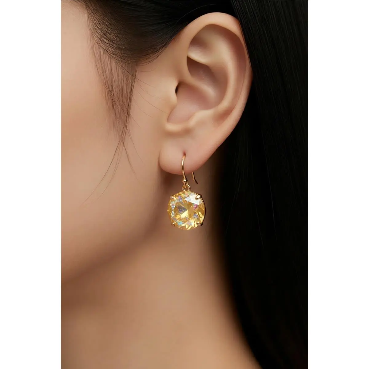 Kate Spade Shine on 14k Earrings Yellow French Wire cv Stones A6A