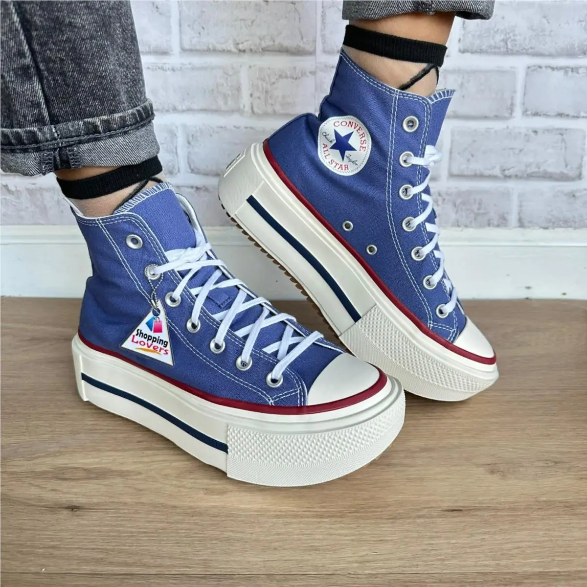 Converse Chuck Double Stack Platform 9.5 Women Shoes Sneaker Blue Purple A16064C