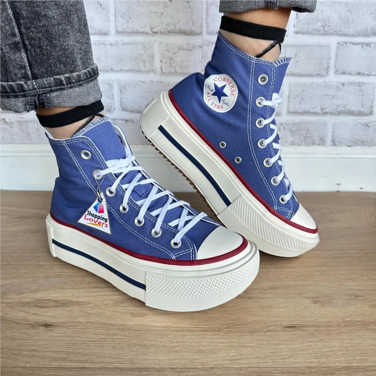 ⭐converse Chuck Double Stack Platform 8 Womens Shoes Sneaker Blue Purple A16064C